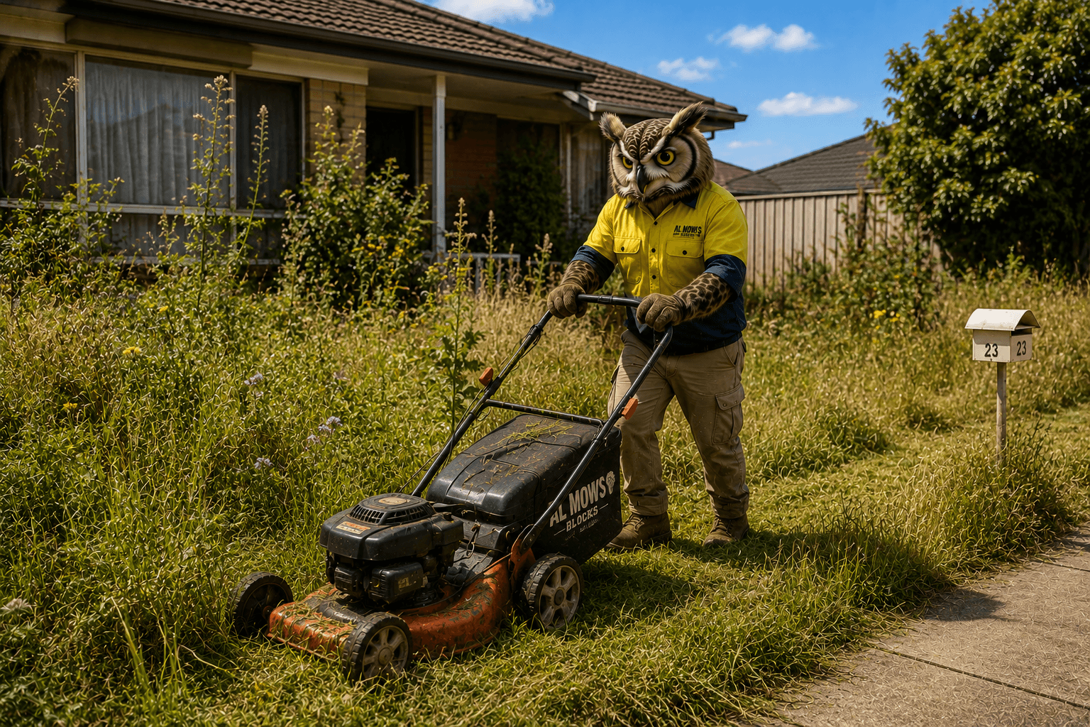 Residential Lawn Mowing — before slashing